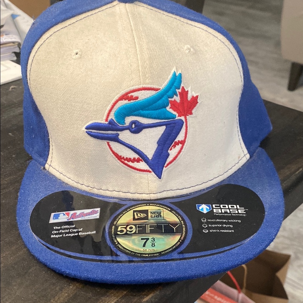 New Era Blue Jays Blue and White Fitted Hat with Bird Logo